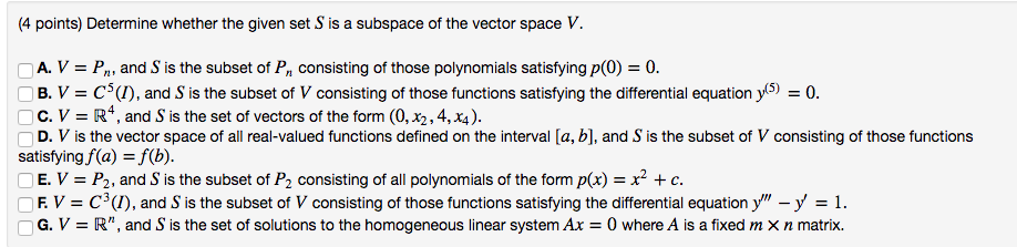 Solved Determine Whether The Given Set S Is A Subspace Of