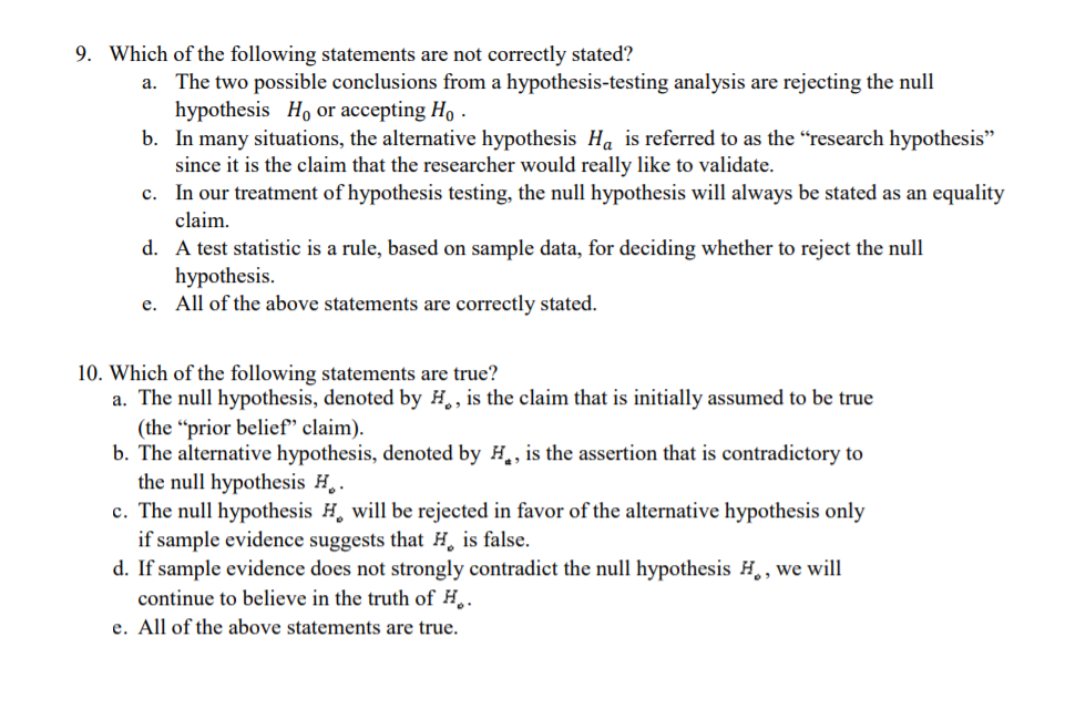 Which Of The Following Statements Is A Hypothesis Solved 9. Which of the following statements are not | Chegg.com