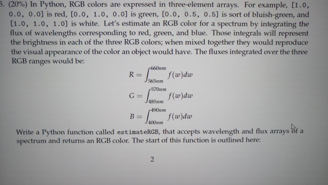 ? (20%) In Python, RGB colors are expressed in | Chegg.com