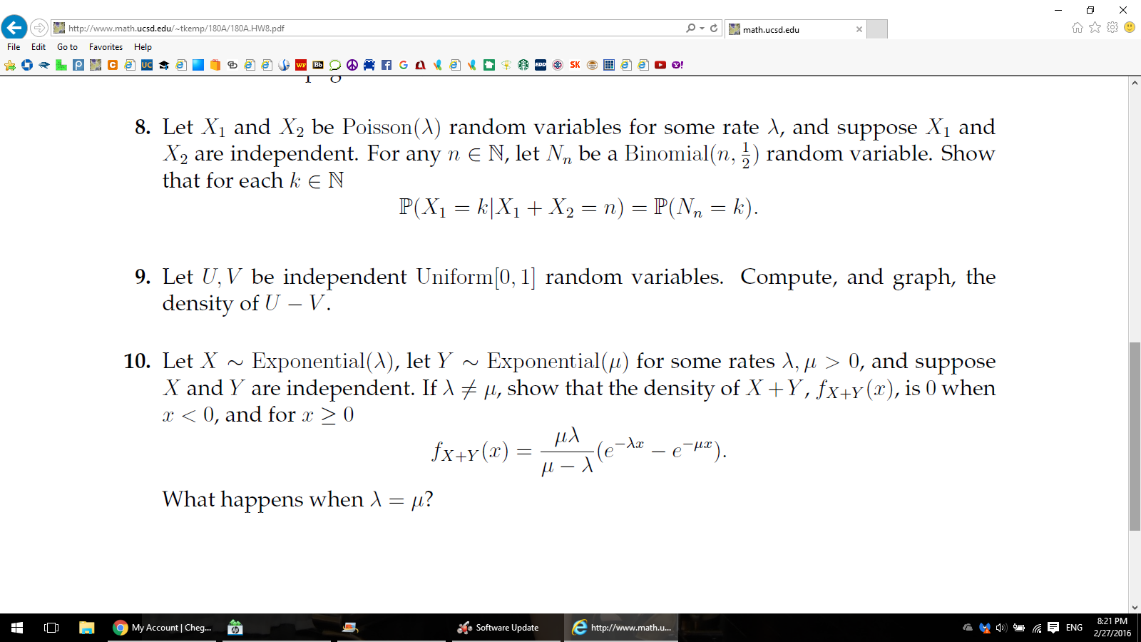 Solved http//www.math.ucsd.edu/tkemp/180A/180A.HW8.pdf