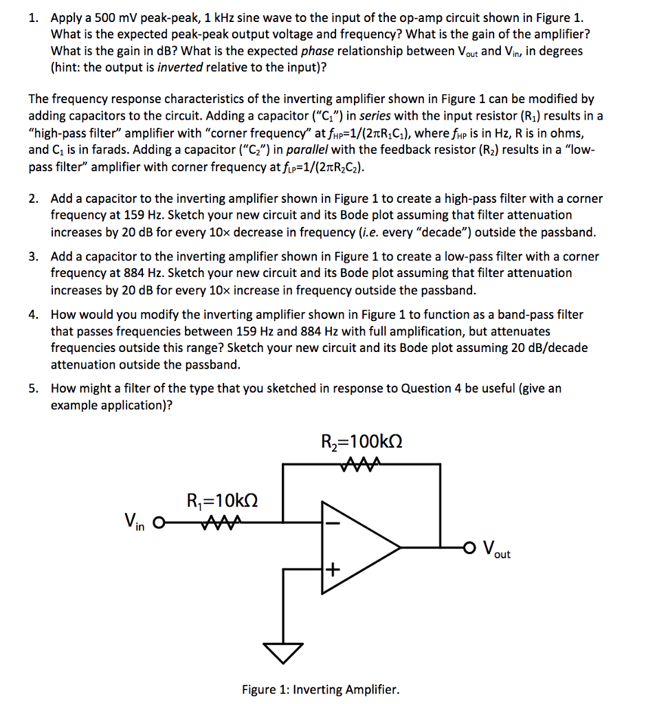 Solved 1. Apply A 500 MV Peak-peak, 1 KHz Sine Wave To The | Chegg.com