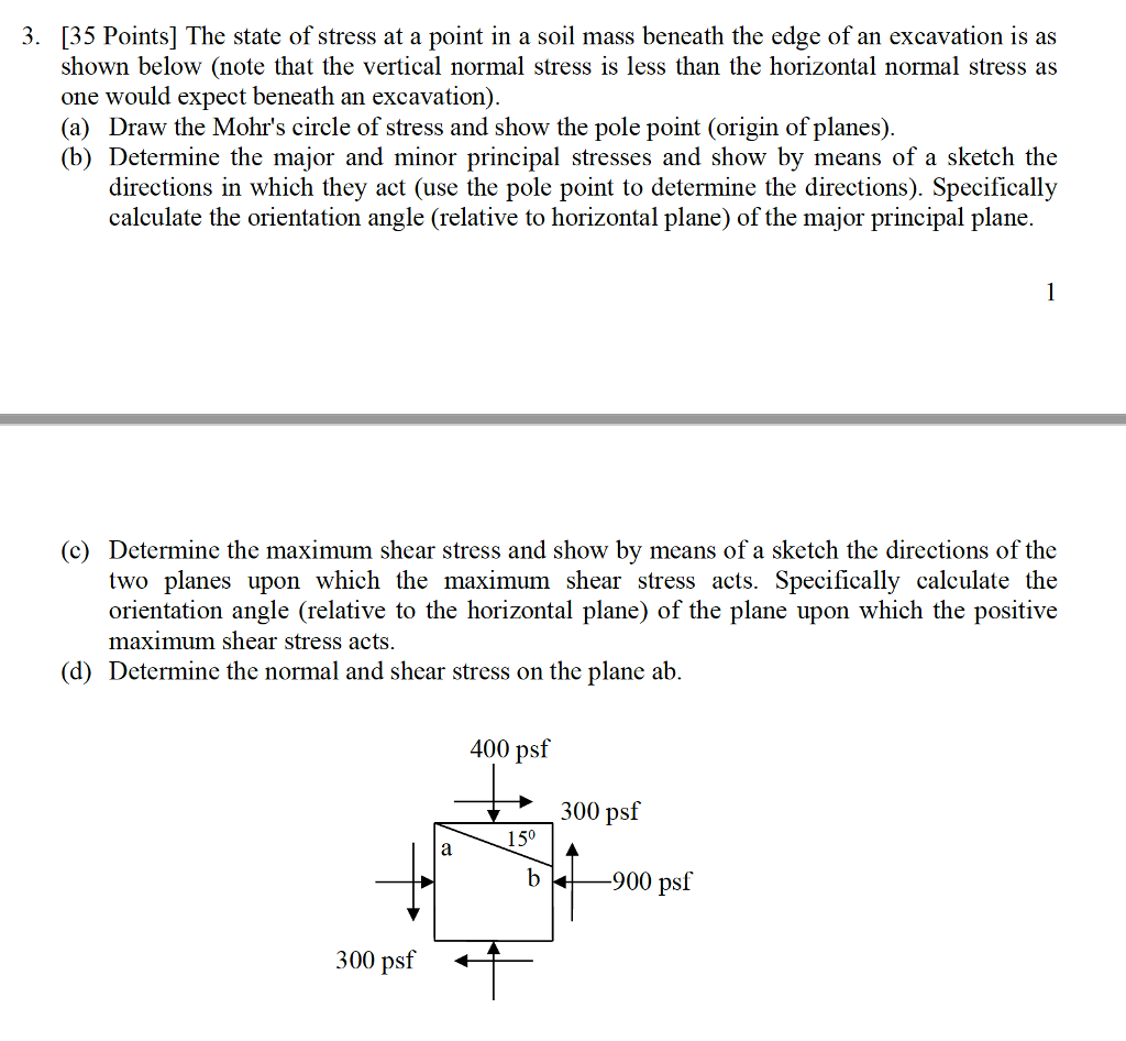 Solved 3. [35 Points] The state of stress at a point in a | Chegg.com