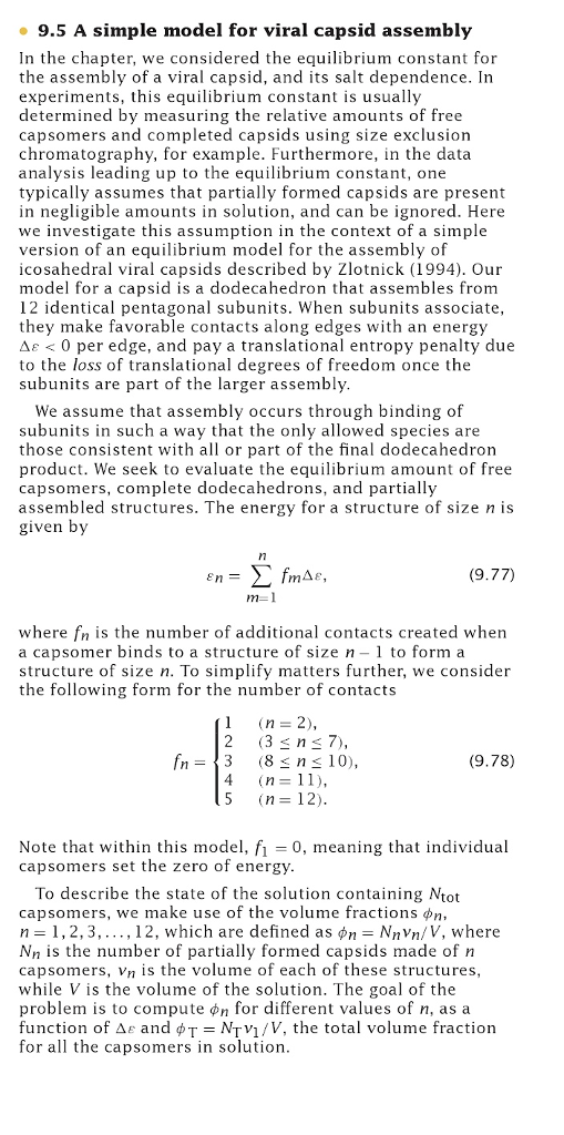 9.5 A simple model for viral capsid assembly In the | Chegg.com
