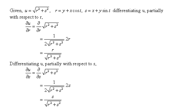 Given, u = squareroot r^2 + s^2, r = y + x cost, s = | Chegg.com
