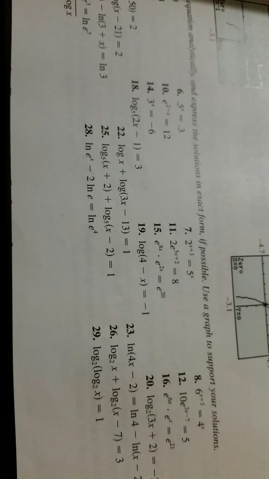 Solved 3 1 Express The Solutions In Exact Form If Possible Chegg