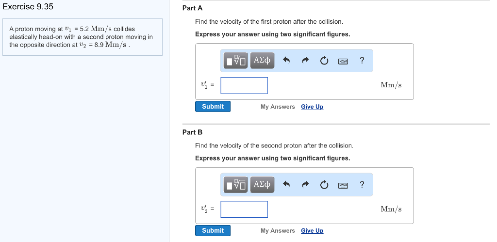 Solved A Proton Moving At V_1 = 5.2 Mm/s Collides | Chegg.com