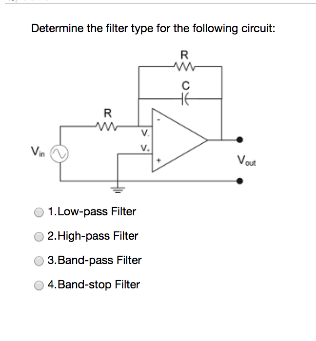 Solved Determine the filter type for the following circuit