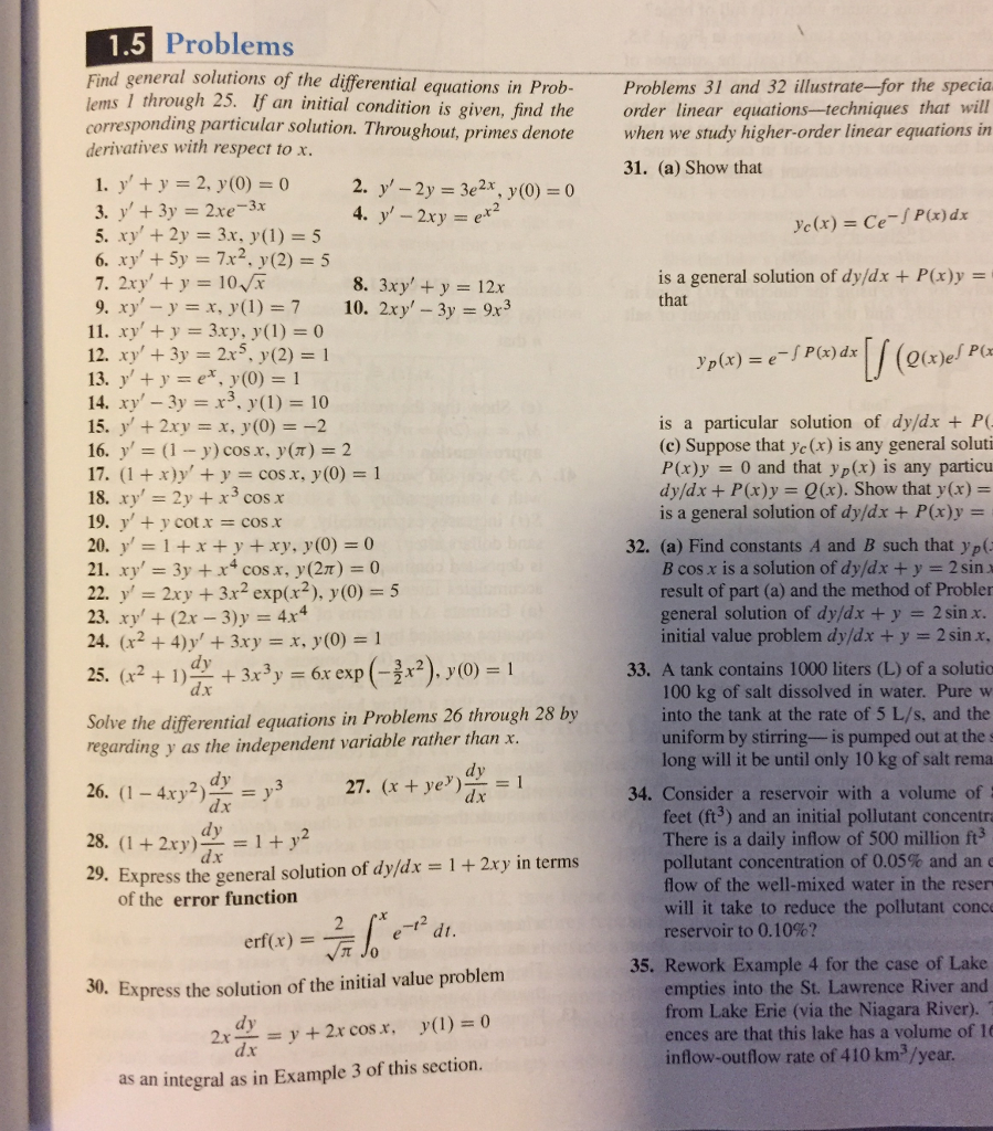 Solved Find General Solutions Of The Differential Equations | Chegg.com