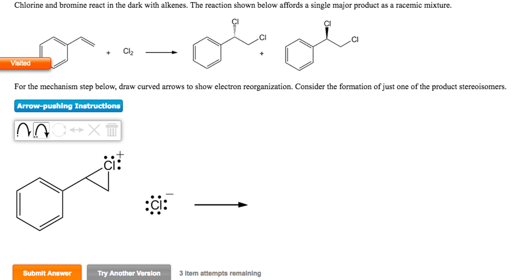 Solved Chlorine and bromine react in the dark with alkenes.