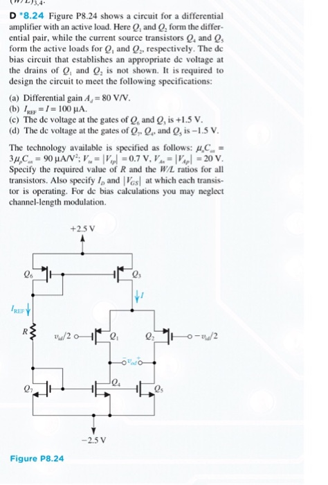 Solved Figure P8.24 shows a circuit for a differential | Chegg.com