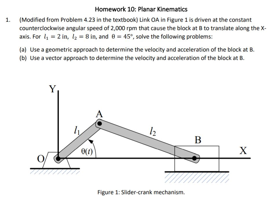 Solved Homework 10: Planar Kinematics (Modified From Problem | Chegg.com