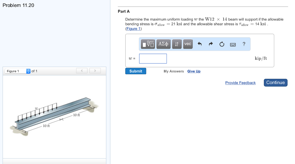 Solved Determine the maximum uniform loading w the W12 | Chegg.com