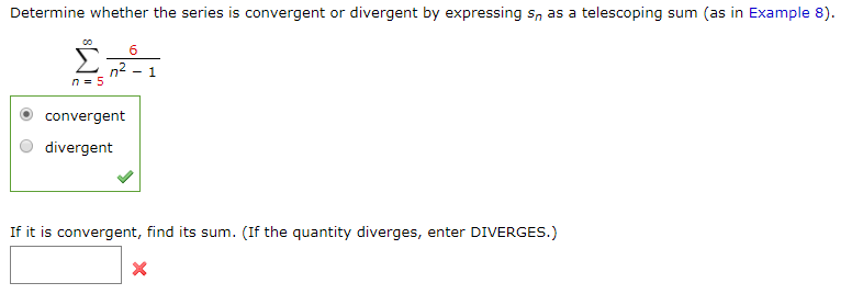 Solved Sn as a telescoping sum (as in E 6 n2- 1 convergent O | Chegg.com