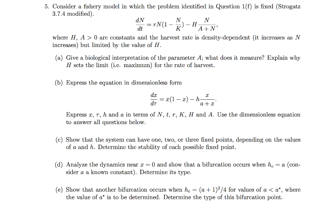 Solved 5. Consider a fishery model in which the problem | Chegg.com