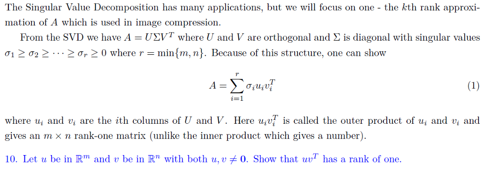 The Singular Value Decomposition Has Many | Chegg.com