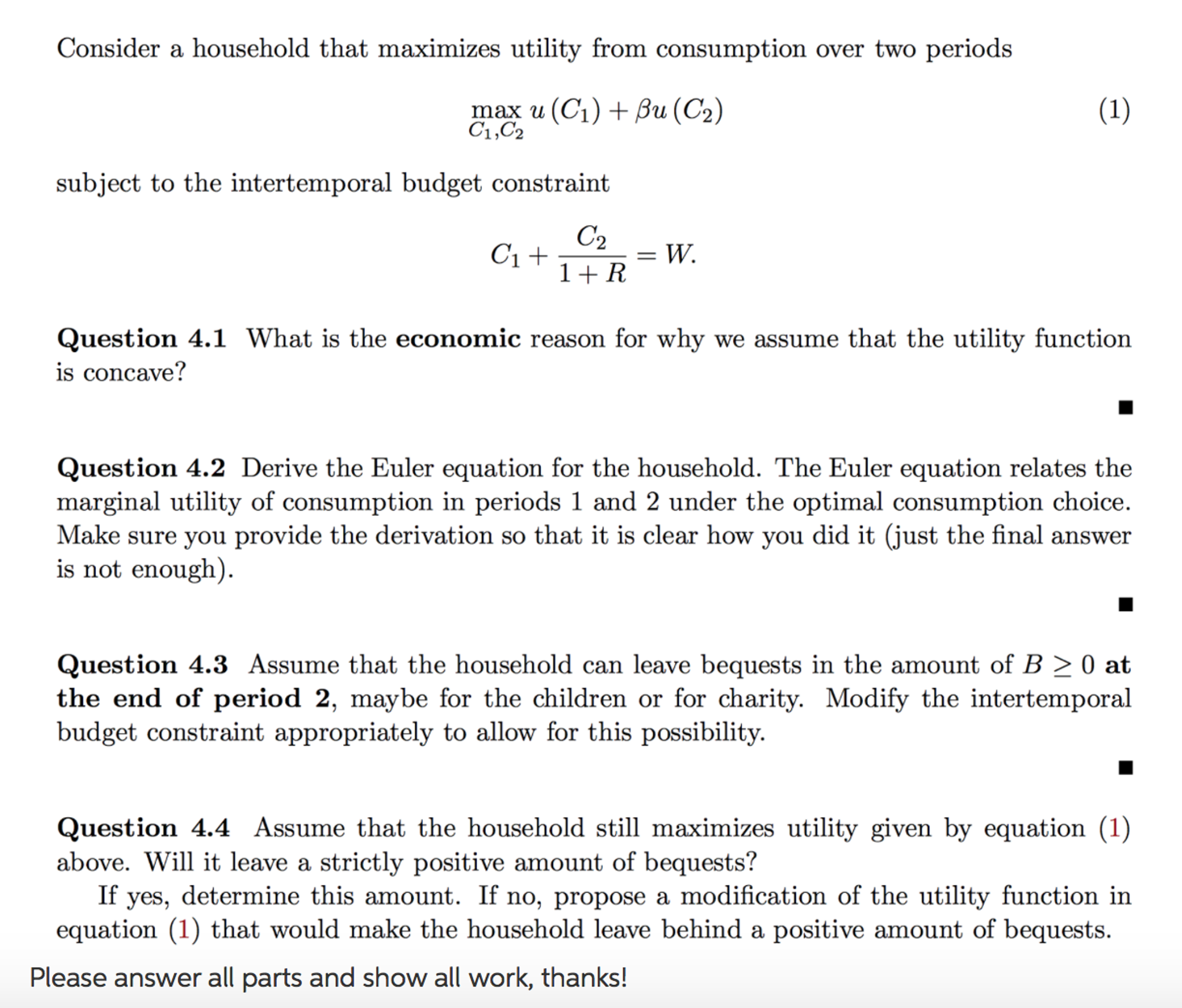 Solved Consider a household that maximizes utility from