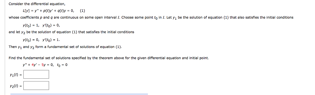 Solved Consider the differential equation, し[y]-y', + p(t)y' | Chegg.com