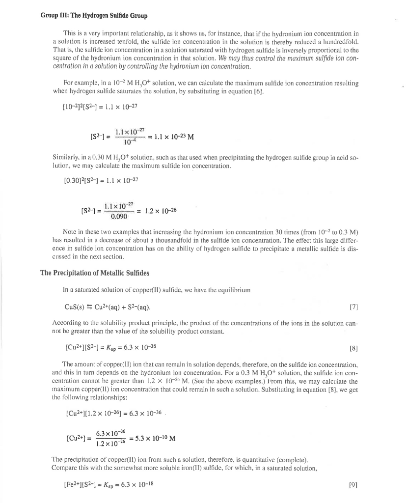 Group III: The Hydrogen Sulfide Group INTRODUCTION | Chegg.com