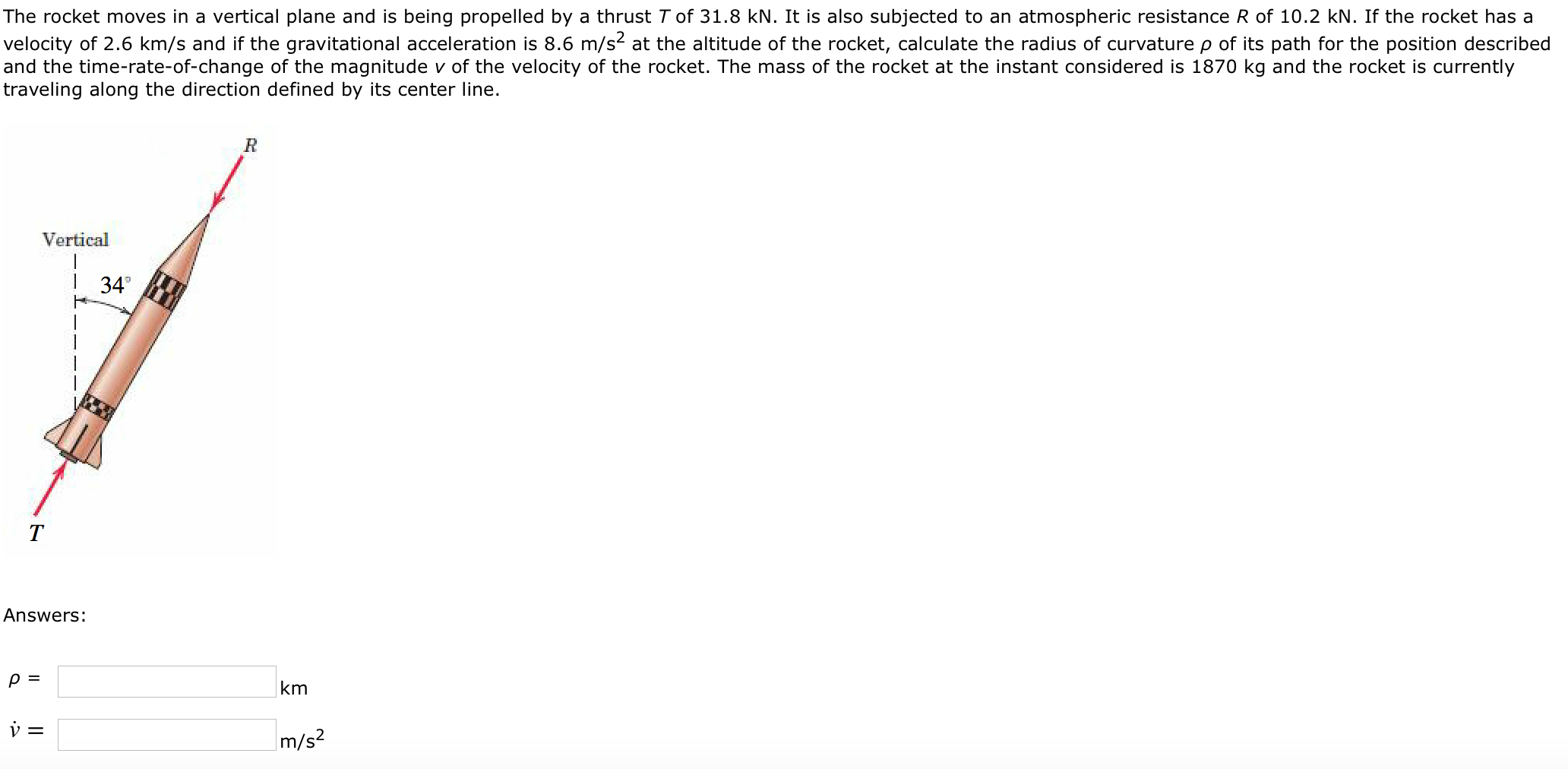 Solved The rocket moves in a vertical plane and is being | Chegg.com