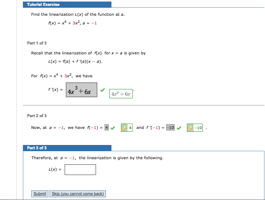 Solved Find the linearization L(x) of the function at | Chegg.com