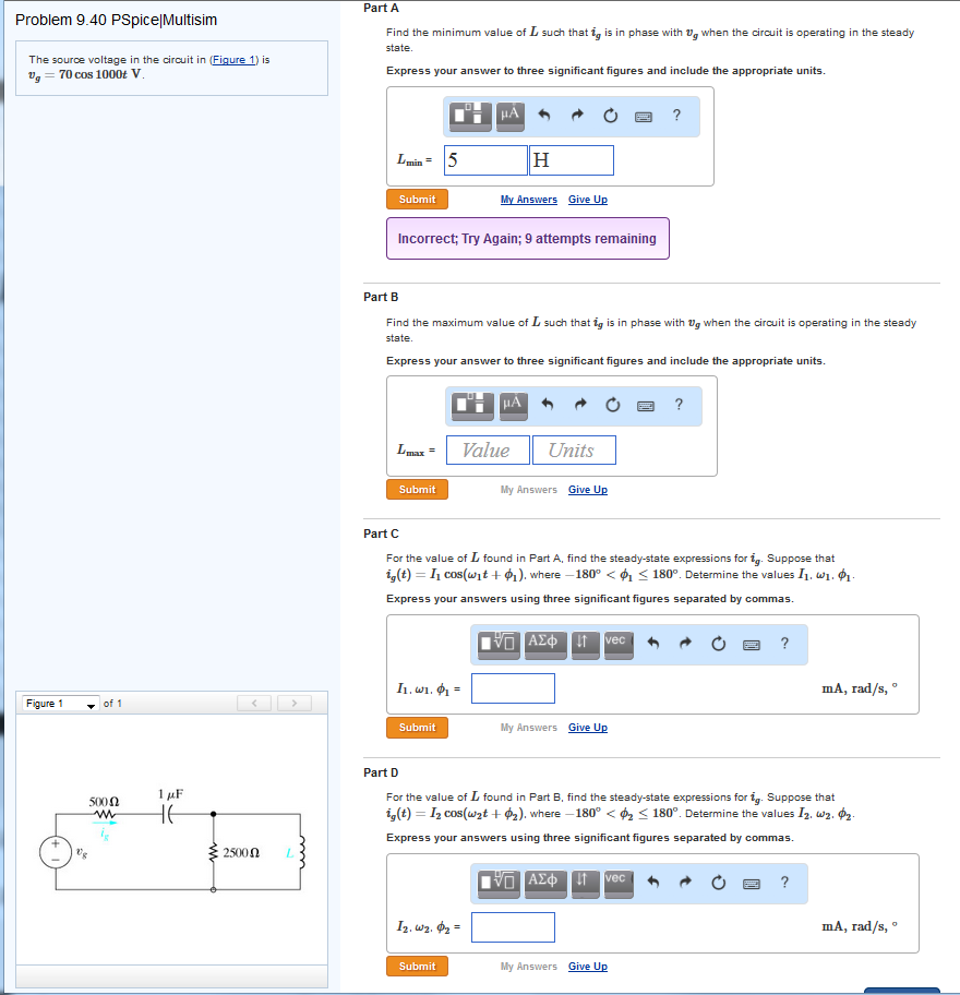 Solved The source voltage in the circuit in (Figure 1) is | Chegg.com