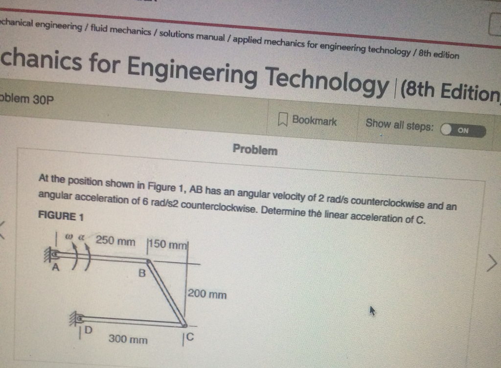 Solved At the position shown in Figure 1, AB has an angular | Chegg.com