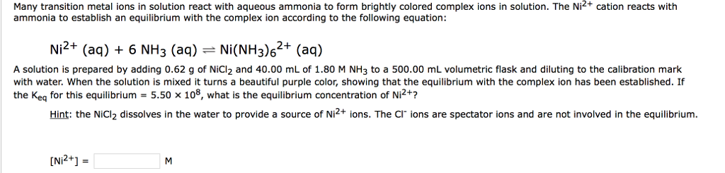 Solved Many transition metal ions in solution react with | Chegg.com