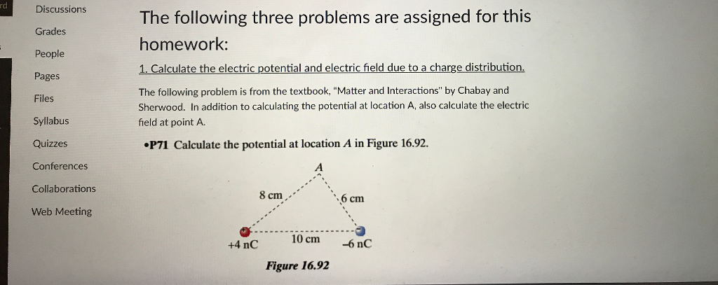 Solved Calculate the electric potential and electric field | Chegg.com