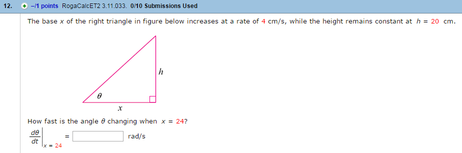 Solved The Base X Of The Right Triangle In Figure Below 