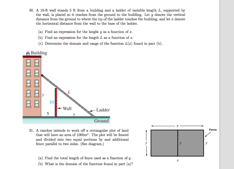 Solved A 10ft wall stands 5 ft from a building and a ladder