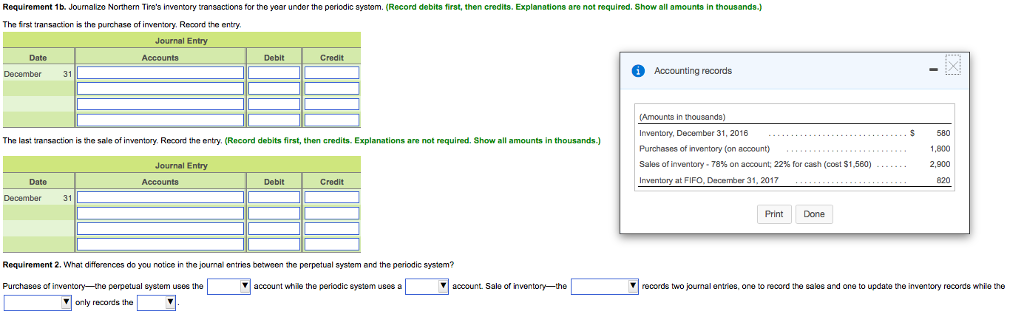 Solved Requirement 1b Journalize Northern Tire s Inventory Chegg