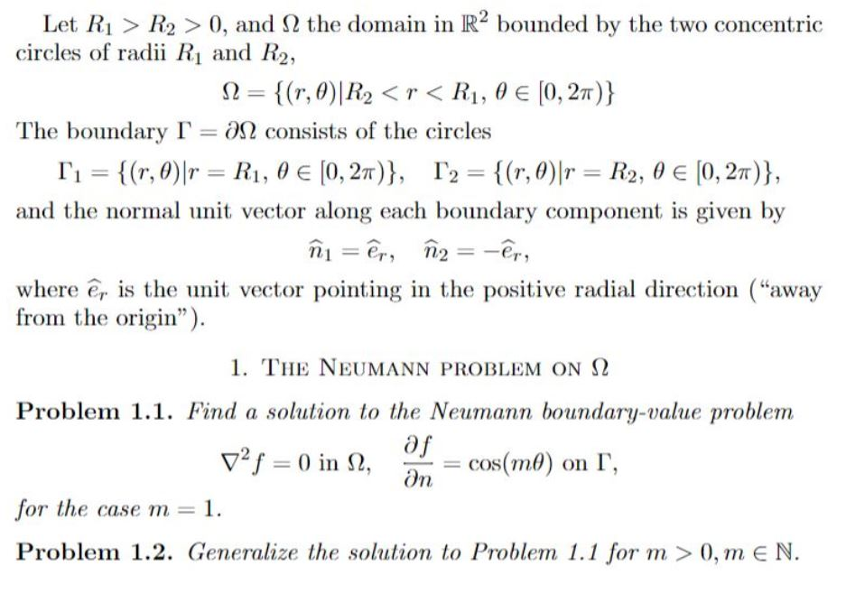 Solved Let Ri > R2 > 0, and Ω the domain in R2 bounded by | Chegg.com