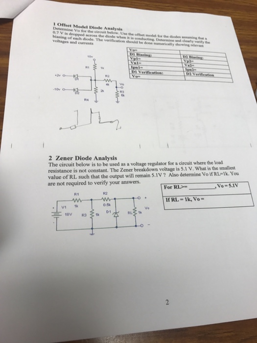 Solved Determine Vo For The Circuit Below. Use The Offset | Chegg.com