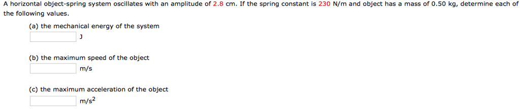 Solved A horizontal object-spring system oscillates with an | Chegg.com