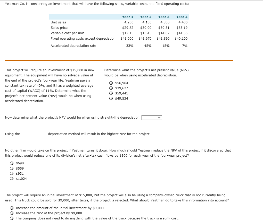 Solved Yeatman Co. is considering an investment that will | Chegg.com