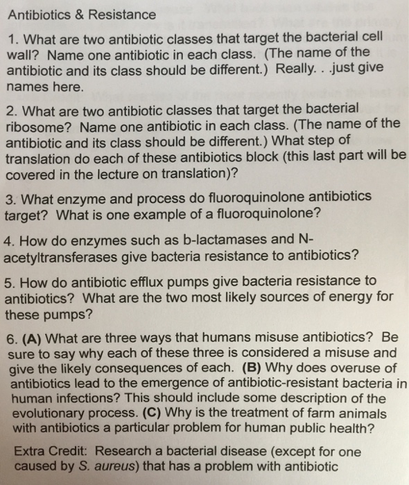 Solved Antibiotics Resistance 1 What Are Two Antibiotic Chegg
