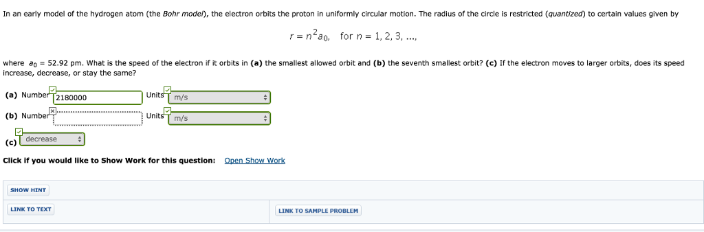Solved In an early model of the hydrogen atom (the Bohr | Chegg.com