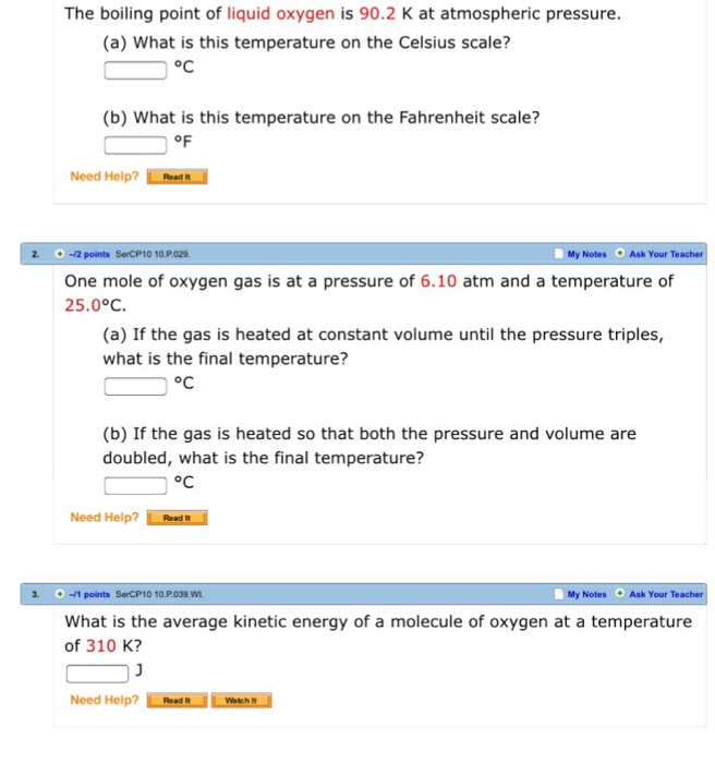Solved The boiling point of liquid oxygen is 90.2 K at