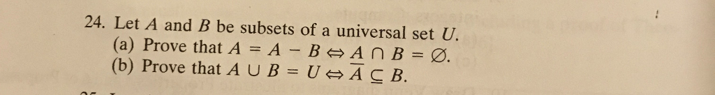 Solved 24. Let A And B Be Subsets Of A Universal Set U. (a) | Chegg.com