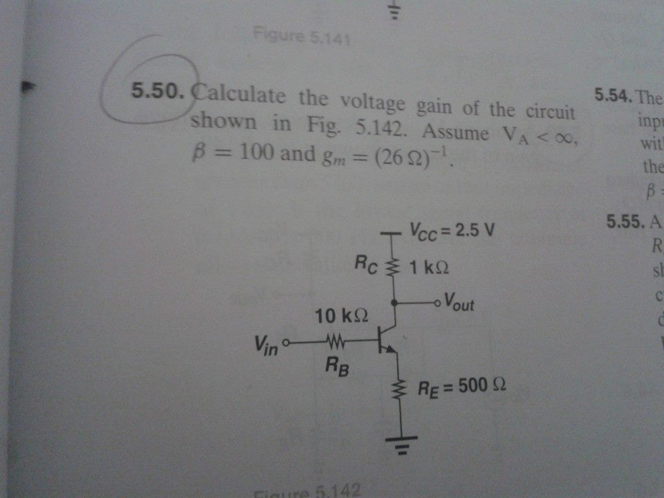 Solved 5.50. Calculate the voltage gain of the circuit shown | Chegg.com