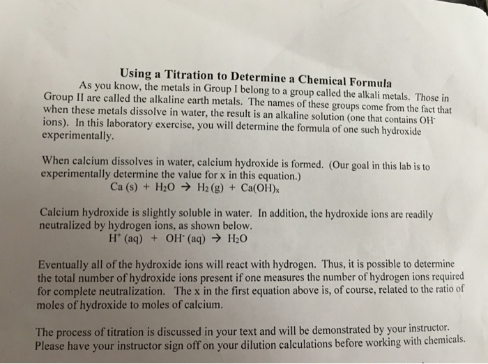 Solved Using a Titration to Determine a Chemical Formula As | Chegg.com
