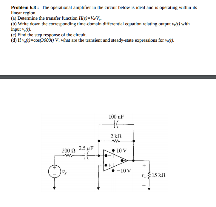 Solved The operational amplifier in the circuit below is
