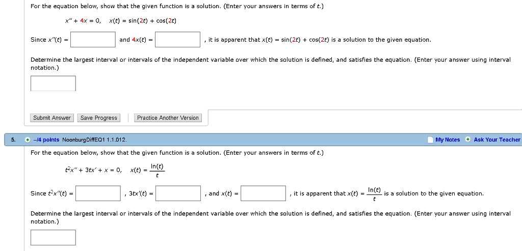 Solved For the equation below, show that the given function | Chegg.com