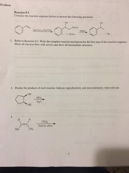 Solved Problem Reaction 8 1 Consider The Reaction Sequence Chegg