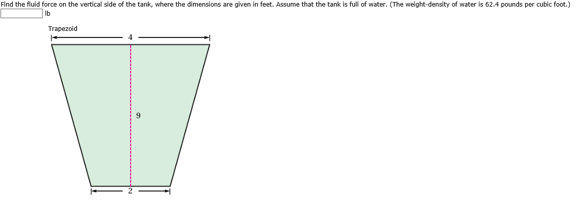 find the fluid force on the vertical side of the tank with a semicircle with a height of 2