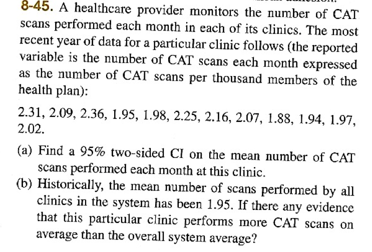 Solved A healthcare provider monitors the number of CAT