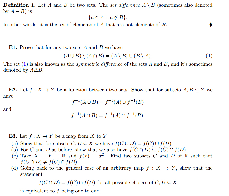 Solved Let A and B be two sets. The set difference A\B | Chegg.com