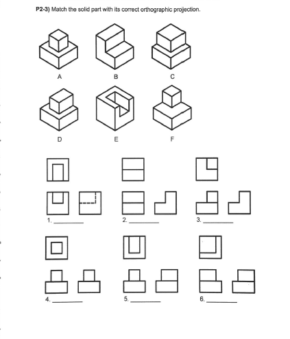 Solved P2-3) Match the solid part with its correct | Chegg.com