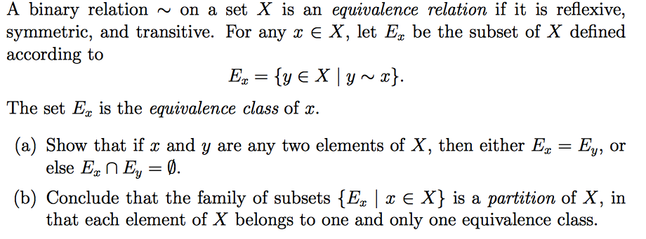 equivalence classes of binary relation
