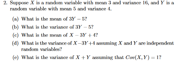 Suppose X is a random variable with mean 3 and | Chegg.com